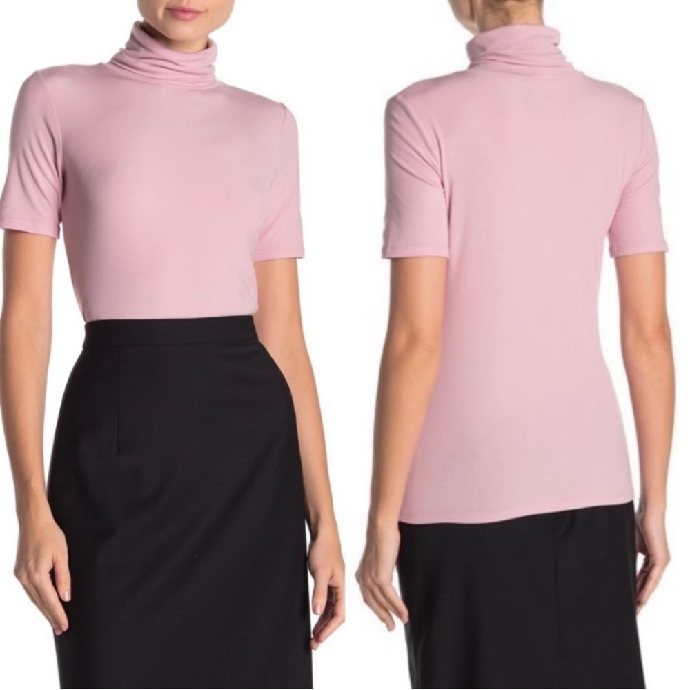 Theory Pink Short Sleeve Turtleneck Tee